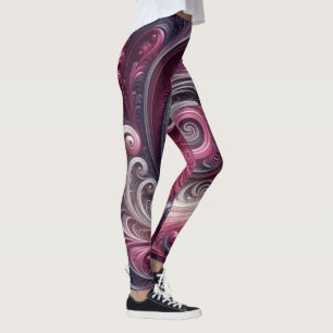 Moderne abstrakte einfache wirbelnde rosa und viol leggings