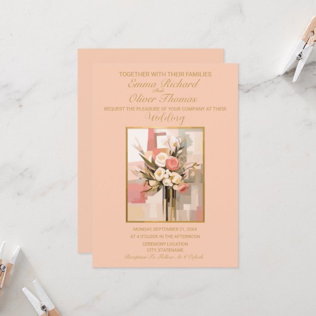 Moderne Abstrakte Elegante Einladung zur Hochzeit (Vorderseite/Rückseite Beispiel)