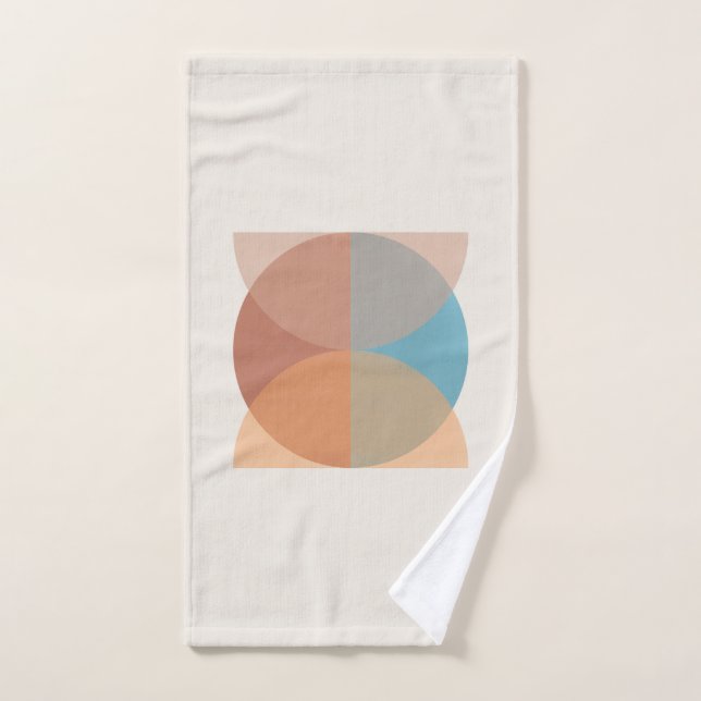 Moderne Abstrakte Erdtöne Geometrische Wasserfarbe Badhandtuch Set (Handtuch)