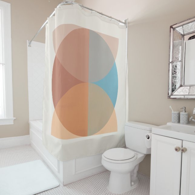 Moderne Abstrakte Erdtöne Geometrische Wasserfarbe Duschvorhang (Beispiel)