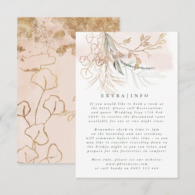 MODERNE ABSTRAKTE Eukalyptus Grünpflanzen INFO Begleitkarte (Vorne/Hinten)