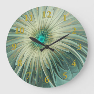 Moderne Abstrakte Fantasy Blume Fraktal Art Große Wanduhr