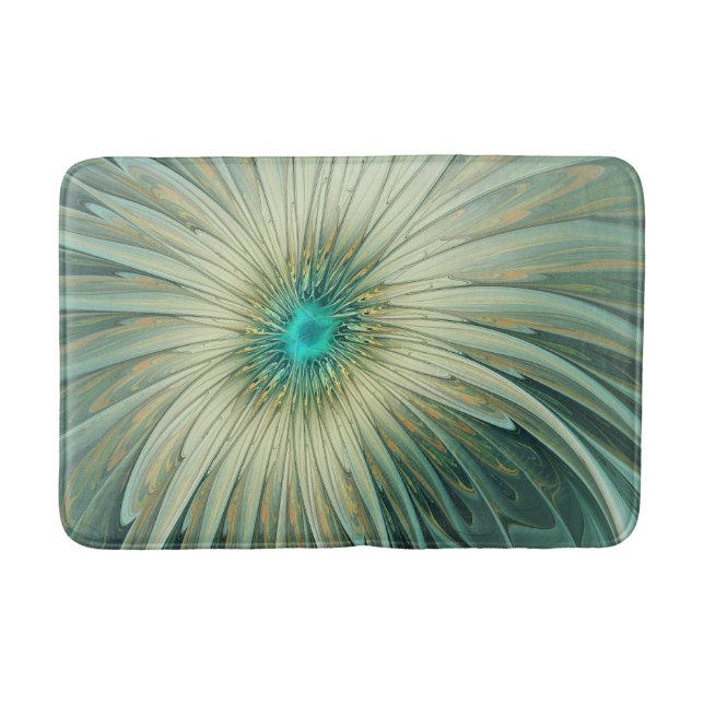Moderne Abstrakte Fantasy-Blume Türkisblume Badematte (Vorderseite)