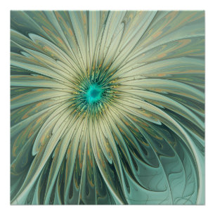 Moderne Abstrakte Fantasy-Blume Türkisblume Poster