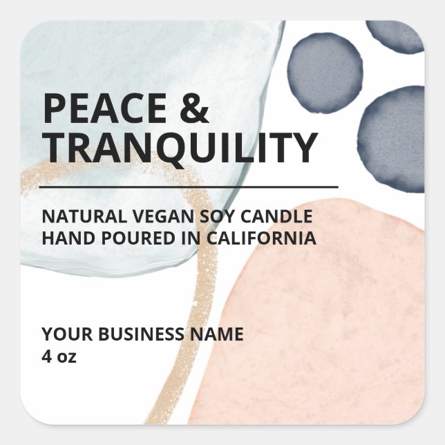 Moderne Abstrakte Farbblöcke Soy Candle Labels Quadratischer Aufkleber (Vorderseite)