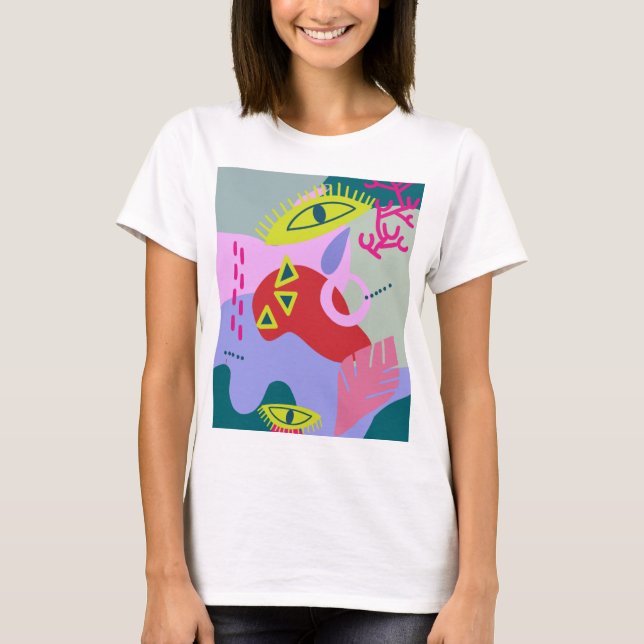 Moderne abstrakte, farbenfrohe Kunstgrafik T-Shirt (Vorderseite)