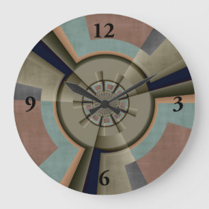 Moderne abstrakte Farbharmonie-Fraktalkunst-Grafik Große Wanduhr