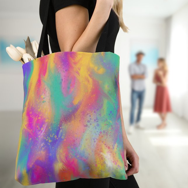 Moderne abstrakte Farblackierung Spritzer Malerei Tasche (Abstract colorful paint tote bags modern splatter and swash painting)