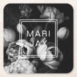 Moderne Abstrakte, farblich-weiße Blume Rechteckiger Pappuntersetzer<br><div class="desc">Moderner Abstrakter Schwarz-Weiß-Hintergrund mit malerischer Blume,  perfekt für die Darstellung Ihres Geschäftes</div>