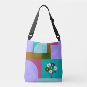 Moderne abstrakte florale Farbblock-Tasche Tragetaschen Mit Langen Trägern