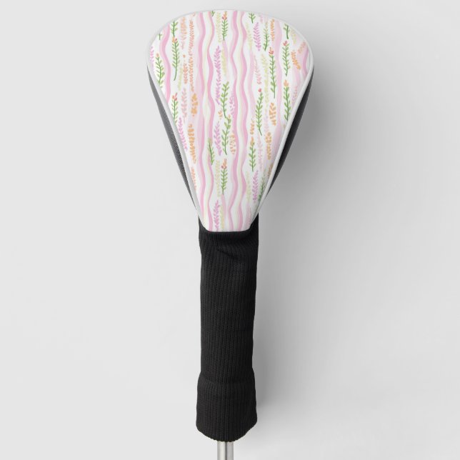 Moderne abstrakte florale Linienmuster (7) Golf Headcover (Vorderseite)