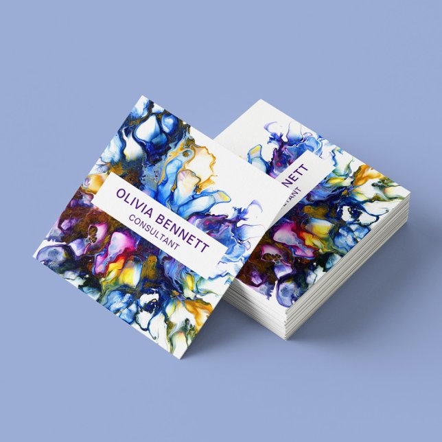 Moderne Abstrakte Fluid Art Quadratische Visitenkarte (Von Creator hochgeladen)