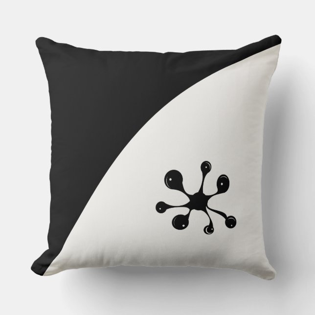 Moderne Abstrakte Form auf Schwarz/Weiß Kissen (Vorderseite)