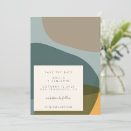 Moderne Abstrakte Formen Aquamarin Taupe Save The Date