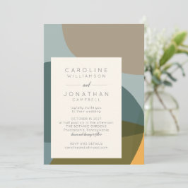 Moderne Abstrakte Formen Aquamarine Taupe Chic Hoc Einladung