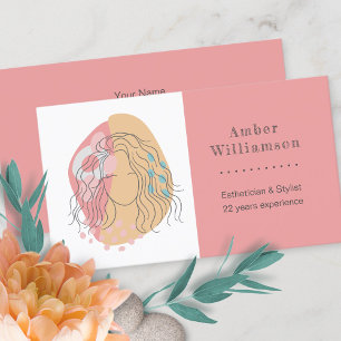Moderne Abstrakte Formen Boho Orange Rosa Frau Visitenkarte