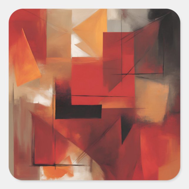Moderne Abstrakte Formen Malerei Kunst Quadratischer Aufkleber (Vorderseite)