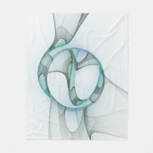 Moderne abstrakte fraktale Kunst Blau Türkis Grau Fleecedecke