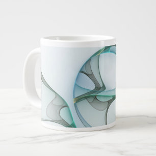 Moderne abstrakte fraktale Kunst Blau Türkis Grau Jumbo-Tasse