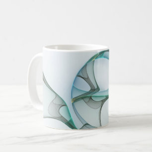 Moderne abstrakte fraktale Kunst Blau Türkis Grau Kaffeetasse