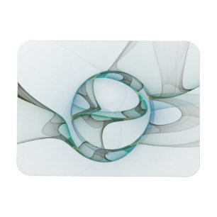 Moderne abstrakte fraktale Kunst Blau Türkis Grau Magnet