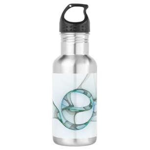 Moderne abstrakte fraktale Kunst Blau Türkis Grau Trinkflasche