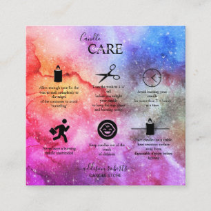 Moderne Abstrakte Galaxie Wasserfarben Candle Care Quadratische Visitenkarte