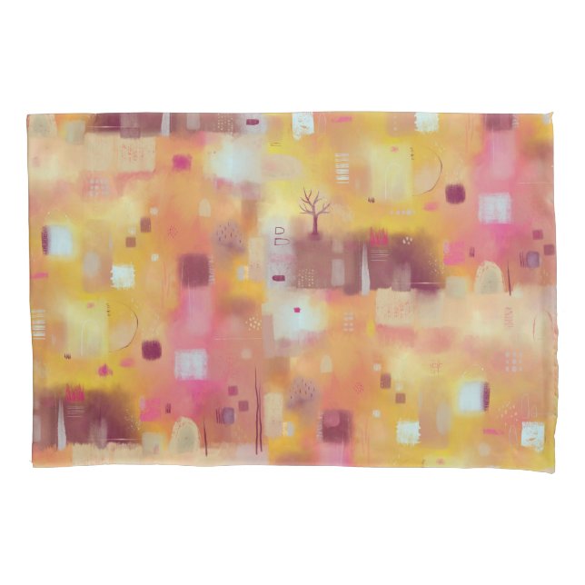 Moderne Abstrakte Gelbe Farbe Kunst Kissenbezug (Vorderseite-Links)
