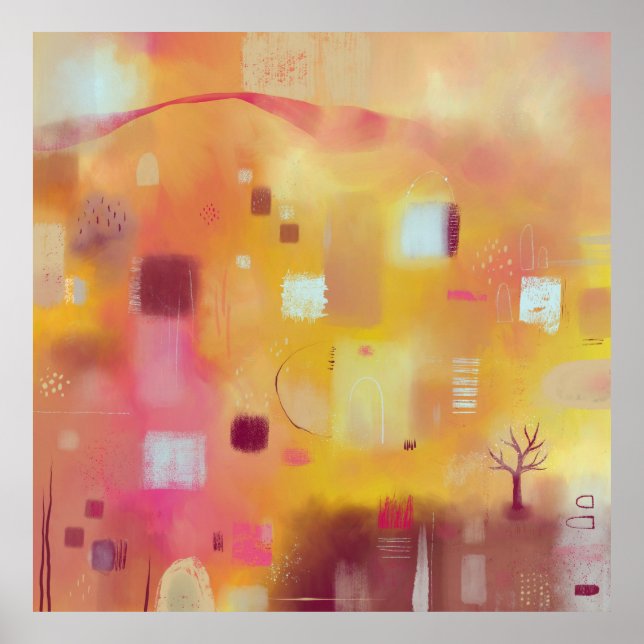 Moderne Abstrakte Gelbfärbung Poster (Vorne)