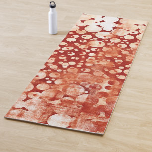 Moderne, Abstrakte, gemusterte Rote Blüten Yogamatte