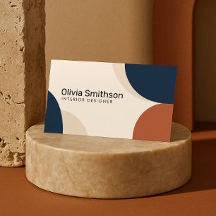 Moderne Abstrakte Geometrie, Beige, Marine, Rostde