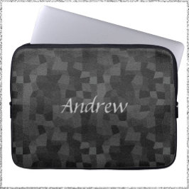 Moderne Abstrakte Geometrie in Schwarz und Grau Laptopschutzhülle
