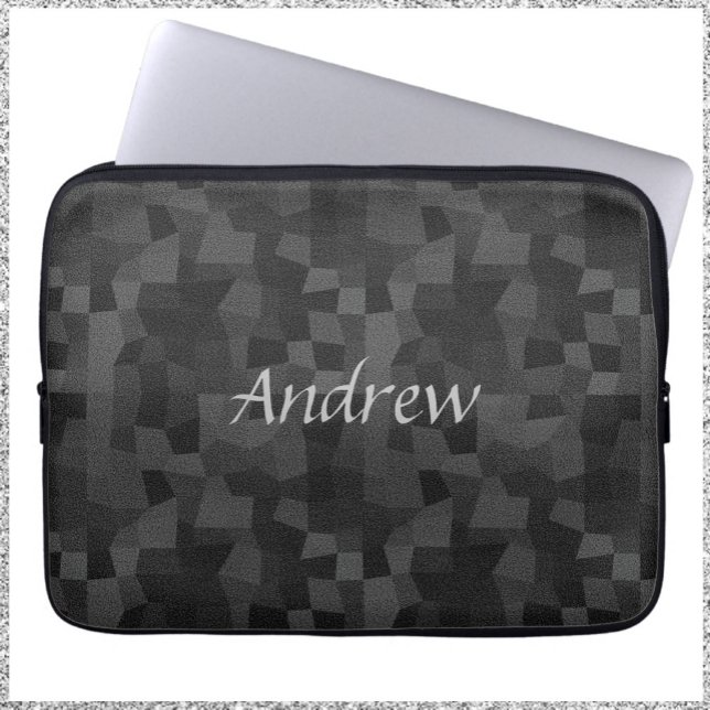 Moderne Abstrakte Geometrie in Schwarz und Grau Laptopschutzhülle (Von Creator hochgeladen)