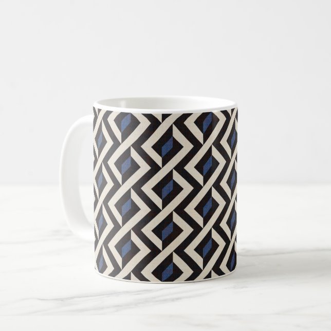 Moderne Abstrakte geometrische 2 - Blue Ridge, Pan Kaffeetasse (Vorderseite Links)