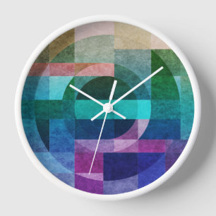 Moderne abstrakte geometrische Blaue grüne rosa Kr Uhr