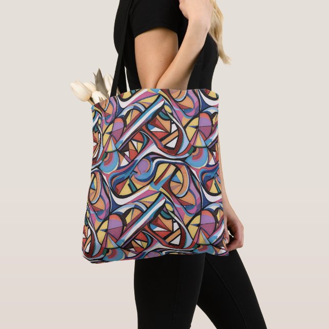 Moderne abstrakte geometrische digitale Muster 48 Tasche (Von Nahem)