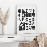 Moderne Abstrakte geometrische Formen | Schwarz un Poster<br><div class="desc">Dieses moderne minimalistische Muster in zeitlosem Schwarz/Weiß weist abstrakte geometrische Formen auf,  die durch jedes Motiv durch Bio Linien fließen.</div>