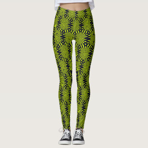 Moderne abstrakte geometrische grüne schwarze Feue Leggings