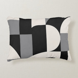 Moderne abstrakte geometrische Kunstmuster in Mono Dekokissen