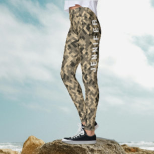 Moderne abstrakte geometrische monochrome Beige-Mu Leggings