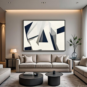 Moderne abstrakte geometrische Navy und Weiß Leinwanddruck