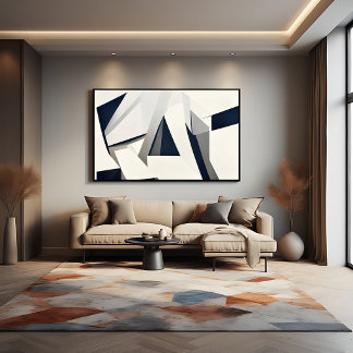 Moderne abstrakte geometrische Navy und Weiß Poster