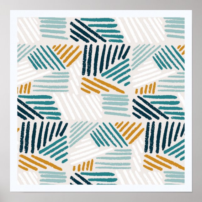 Moderne abstrakte geometrische Pinsel-Pattern Poster (Vorne)