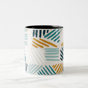 Moderne abstrakte geometrische Pinsel-Pattern Zweifarbige Tasse