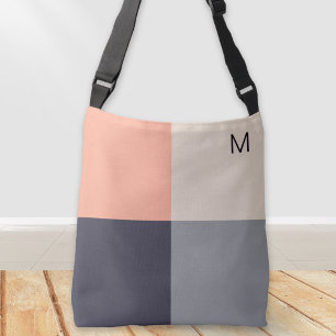 Moderne abstrakte geometrische Quadrate Neutral Pe Tragetaschen Mit Langen Trägern