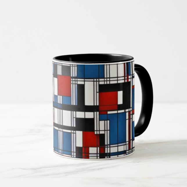Moderne Abstrakte geometrische Wandkunst Tasse (VorderseiteRechts)