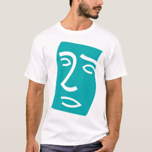Moderne abstrakte Gesichtslinienkunst Teal T-Shirt