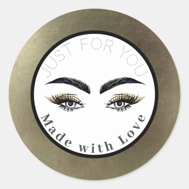 Moderne Abstrakte Glam Gold Makeup Augen Runder Aufkleber (Vorderseite)