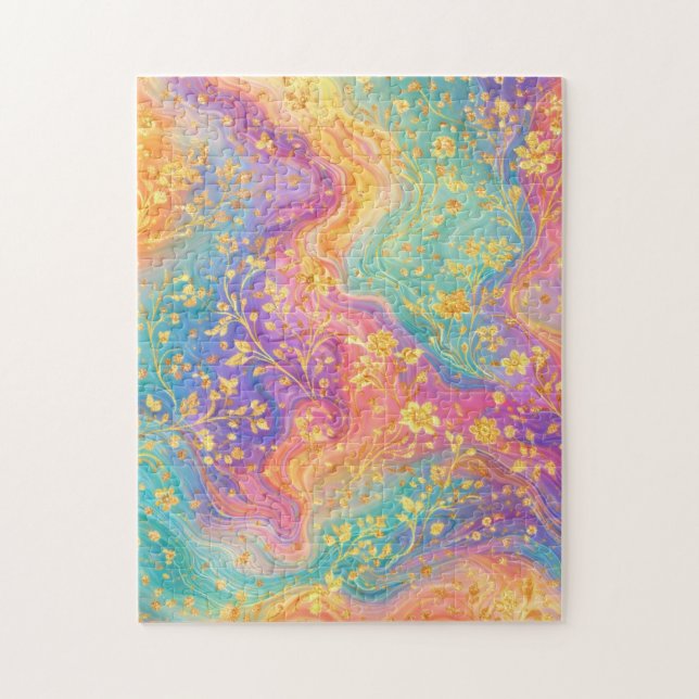 Moderne abstrakte Glitter-Blumen-Monogramm-Design  (Vertikal)