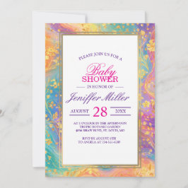 Moderne abstrakte Glitter-Blumen-Monogramm-Design  Einladung